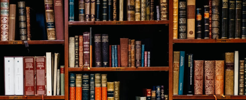 Bookshelf with old books