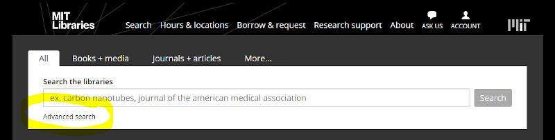 MIT Library Advanced Search